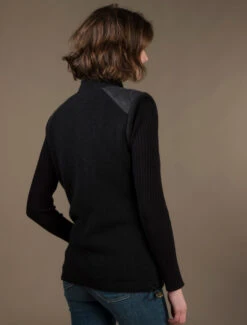 Aran Cable Knit Body Warmer -Modekleidung R843 Black2 17169.1681385854
