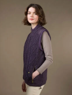 Aran Cable Knit Body Warmer -Modekleidung R843 Plum2 91654.1681386310
