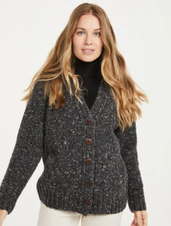 Ladies V-Neck Donegal Wool Cardigan -Modekleidung R870 Charcoal 1 86246.1693582743