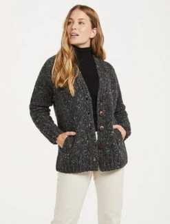 Ladies V-Neck Donegal Wool Cardigan -Modekleidung R870 Charcoal 2 20763.1690552817