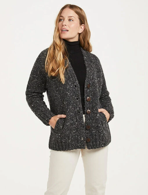 Ladies V-Neck Donegal Wool Cardigan – Bild 4