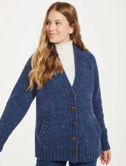 Ladies V-Neck Donegal Wool Cardigan -Modekleidung R870 Denim 1 08922.1690552857