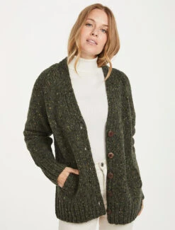 Ladies V-Neck Donegal Wool Cardigan -Modekleidung R870 Green 1 85995.1690552821