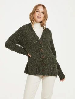 Ladies V-Neck Donegal Wool Cardigan -Modekleidung R870 Green 3 95960.1690552808