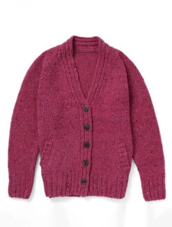 Ladies V-Neck Donegal Wool Cardigan -Modekleidung R870 Pink Heather 1 33479.1690552909
