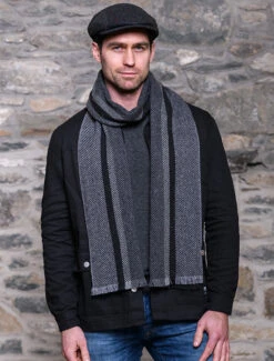 Soft Donegal Wool Scarf - Grey Herringbone -Modekleidung SD32 2 96137.1709028872