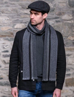 Soft Donegal Wool Scarf - Grey Herringbone -Modekleidung SD32 4 86438.1709028871