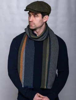 Soft Donegal Wool Scarf - Green & Grey
