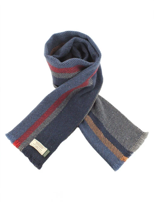 Soft Donegal Wool Scarf - Denim Red & Blue – Bild 2