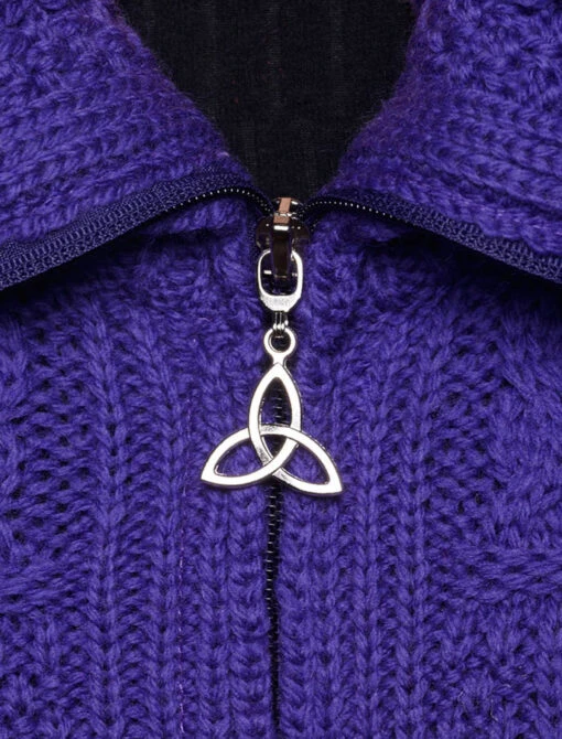 Double Collar Zip Merino Aran Cardigan – Bild 16