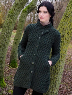 Merino Cross Over Neck Aran Coatigan -Modekleidung X4831leadarmy 00407.1582023219