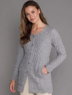 ‎Aran A-Line Lace‎ Cardigan -Modekleidung X5213 Soft Grey 4 38631.1669214935