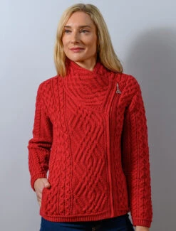 Aran Jacket With Celtic Knot Side Zip -Modekleidung Z4630 Cherry 59444.1673752884