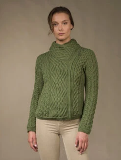 Aran Jacket With Celtic Knot Side Zip -Modekleidung Z4630 Grass 1 12401.1673752882