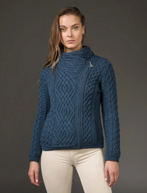 Aran Jacket With Celtic Knot Side Zip – Bild 12